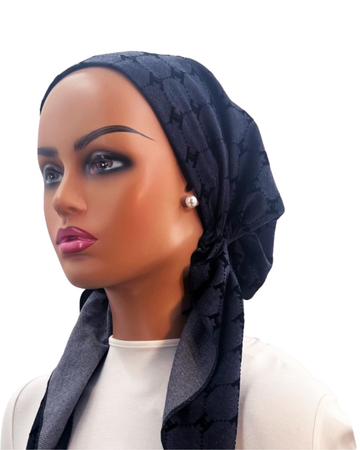 Ahead P2741 Navy Flocked Denim Classic Fit Pre-Tied Bandanna Myselflingerie.com